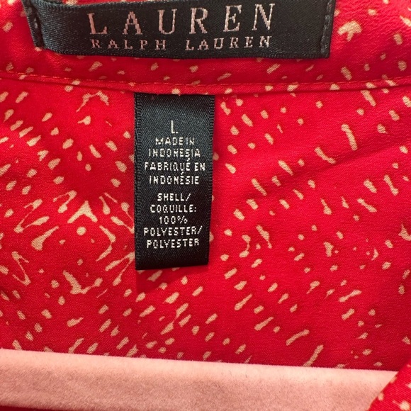 Lauren Ralph Lauren Red and Tan Patterned Tunic Blouse L - Picture 4 of 6